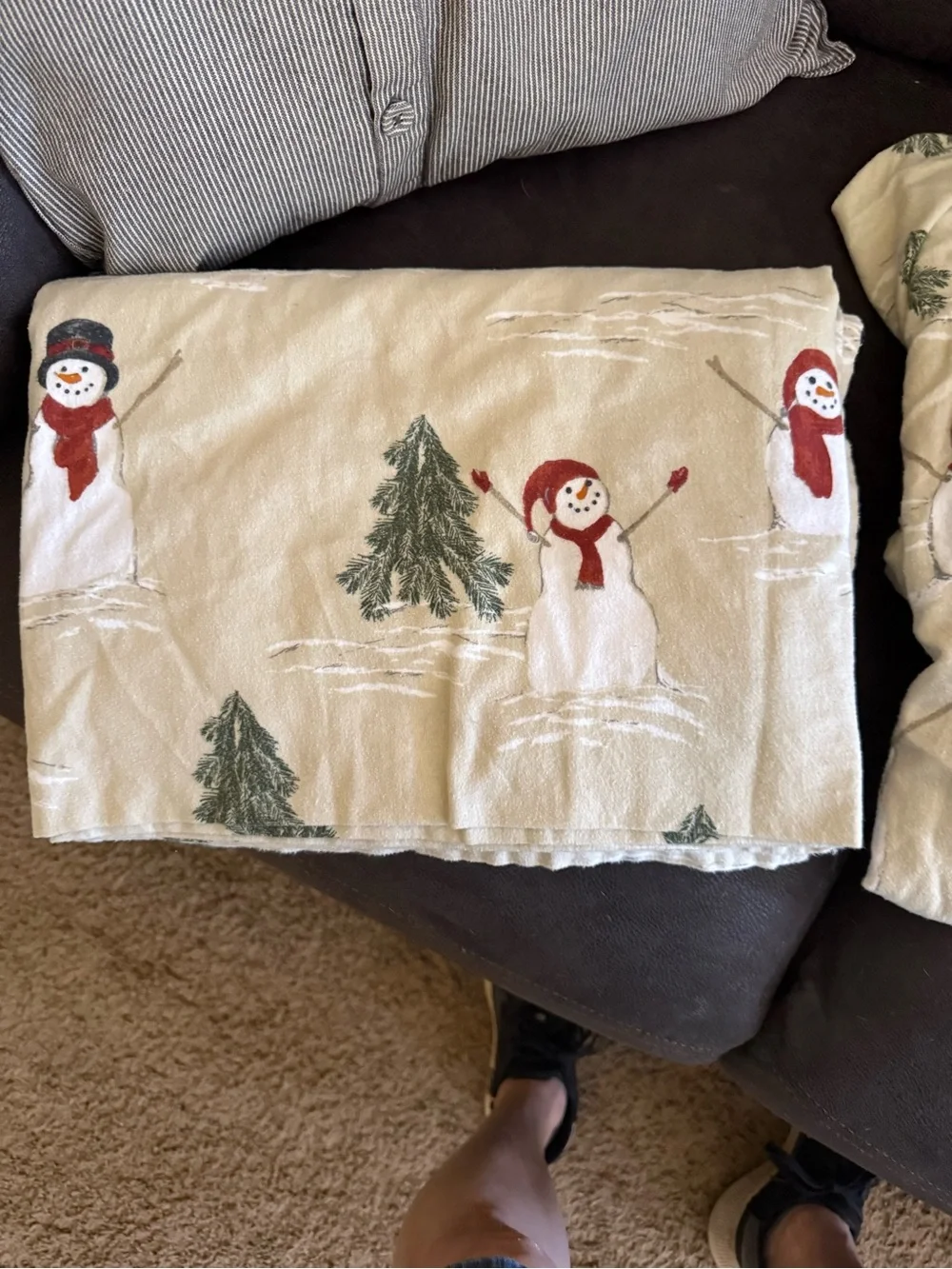 Cuddl Duds Snowman Pillow Cover - Red, White, Green